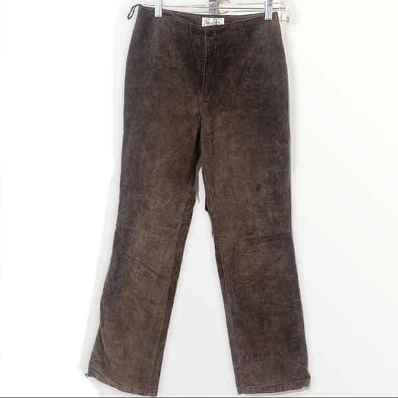 Live A Little brown suede pants jeans EUC size 4 leather - Picture 2 of 13